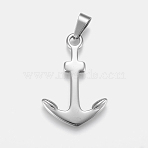 Tarnish Resistant 304 Stainless Steel Pendants, Anchor, Stainless Steel Color, 39x26x3mm, Hole: 5x10mm(STAS-F158-06P)