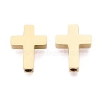 Easter 304 Stainless Steel Beads, Cross, Ion Plating(IP), Real 18K Gold Plated, 13x10x3mm, Hole: 1.6~1.8mm(STAS-N131-01G)