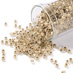 TOHO Round Seed Beads, Japanese Seed Beads, (989FM) Bronze Lined Crystal Matte, 8/0, 3mm, Hole: 1mm, about 1110pcs/50g(SEED-XTR08-0989FM)