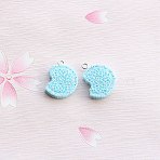 Opaque Resin Glitter Imitation Food Pendants, Cookie Charms with Platinum Tone Iron Loops, Light Sky Blue, 24x19.5x7mm, Hole: 2mm(FS-WG69156-02)
