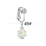 Zinc Alloy Pave Clear AB Cubic Zirconia Clip on Belly Rings, Platinum, Round, 20mm(FS-WGD716D-02-1)