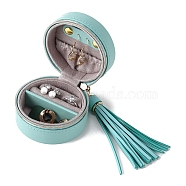 Imitation Leather Box, Jewelry Organizer, for Rings, Earrings and Pendants, Column, Turquoise, 7x4.5cm(PW-WG67900-01)