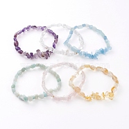 Natural Gemstone Beads Stretch Bracelets, Chips & Nuggets, Inner Diameter: 2-1/4 inch(5.6cm)(BJEW-JB05876)