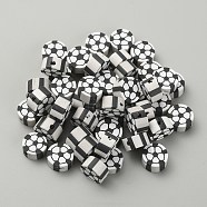 Handmade Polymer Clay Beads, Sports Goods, Football Pattern, 9.5x4mm, Hole: 1.8mm, 100pcs/bag(CLAY-WH0005-04D)