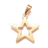 304 Stainless Steel Pendants, Star, Golden, 32x29.5x1.5mm, Hole: 10x4mm(STAS-I135-23G)