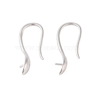 925 Sterling Silver Hoop Earrings Findings, Real Platinum Plated, 23mm, Pin: 0.8mm(STER-B004-14P)