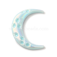 Opaque Resin Cabochons, AB Color Plated, Moon, Pale Turquoise, 33x25x4mm(CRES-M015-01D)