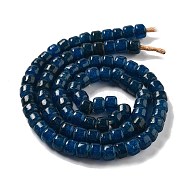 Handmade Nepalese Lampwork Beads, Barrel, Prussian Blue, 10.5~11x8~8.5mm, Hole: 3.5mm, about 80pcs/strand, 25.39''(64.5cm)(LAMP-Z008-11H)