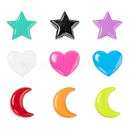 9Pcs 9 Style Spray Painted Brass Charms, Heart & Star & Moon, Mixed Color, 8.5~10x8~10x5.5~6mm, Hole: 2~2.3mm, 1pc/style(KK-LS0001-59)