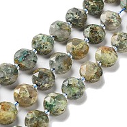 Natural Gemstone Beads Strands, with Seed Beads, Faceted Hexagonal Cut, Flat Round, 12~12.5x5~6mm, Hole: 1.2~1.4mm, about 27~29pcs/strand, 15.55~15.75 inck(39.5~40cm)(G-NH0004-011)