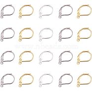 NBEADS 304 Stainless Steel Leverback Earring Findings, with Loop, Golden & Platinum & Silver, 10x15x2mm, Hole: 1mm, 20pcs/color, 60pcs/box(STAS-NB0004-05)