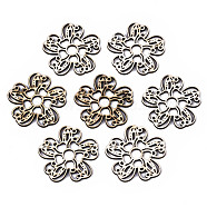 Unfinished Natural Poplar Wood Filigree Joiners Links, Laser Cut Wood Shapes, Flower, Old Lace, 40x41x2mm, Hole: 1.6mm(WOOD-N006-80)