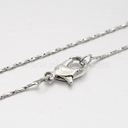 Brass Coreana Chain Necklaces, with Brass Lobster Claw Clasps, Thin Chain, Platinum, 14.9 inch(MAK-J009-20P)