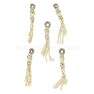 Round Pearl Tassel Big Pendants, Brass Gourd Charms with Fringe Cotton Cord, Real 14K Gold Plated, 53~55x6x5.5mm, Hole: 4x2.5mm(KK-K236-03G)