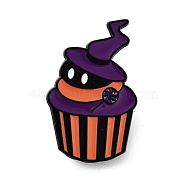 Halloween Cupcake Black Aolly Brooches, Enamel Pins, Hat, 36.5x23x1.5mm(JEWB-U002-03C)