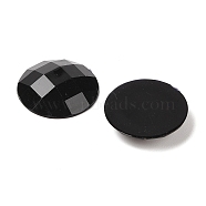 Acrylic Rhinestone Cabochons, Flat Back, Faceted, Half Round, Black, 25x8mm, about 100pcs/bag(GACR-R002-25mm-15)