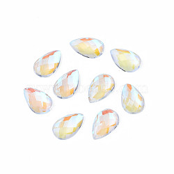Glass Rhinestone Cabochons, Nail Art Decoration Accessories, Faceted, Teardrop, Clear AB, 8x5x2mm(MRMJ-N027-031A)