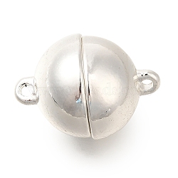 Brass Magnetic Clasps, Round, 925 Sterling Silver Plated, 17x12mm, Hole: 1.4mm(KK-K388-58S-A)