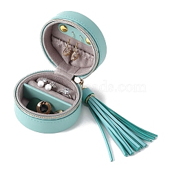 Imitation Leather Box, Jewelry Organizer, for Rings, Earrings and Pendants, Column, Turquoise, 7x4.5cm(PW-WG67900-01)