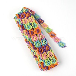 Polyester Ribbon, Embroidered Applique Sewing Ribbon, Heart, Colorful, 1 inch(24mm), 15yard/card(FW-TAC0004-02)