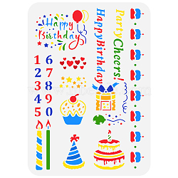 Plastic Drawing Painting Stencils Templates, for Painting on Scrapbook Fabric Tiles Floor Furniture Wood, Rectangle, Birthday Themed Pattern, 29.7x21cm(DIY-WH0396-230)