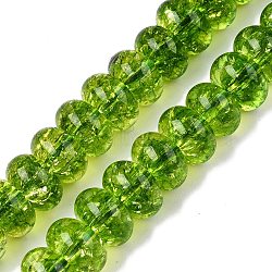 Baking Paint Transparent Glass Beads Strands, Imitation Quartz Crystal, Rondelle, Olive Drab, 10x6mm, Hole: 1.2mm, about 65pcs/strand, 14.96 inch(38cm)(DGLA-N005-12B)