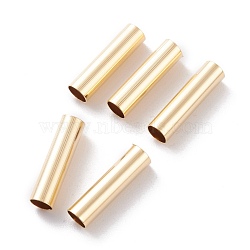 Brass Tube Beads, Long-Lasting Plated, Tube, Real 24K Gold Plated, 15x4mm, Hole: 3.5mm(KK-Y003-73F-G)