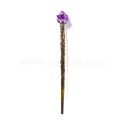 Natural Amethyst Magic Wand, Cosplay Magic Wand, with Plastic Wand, for Witches and Wizards, 330~340mm(PW-WG20829-01)