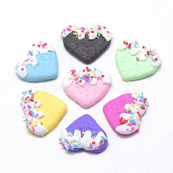 Handmade Polymer Clay Cabochons, Heart, Mixed Color, 20~21x22~24x4~6mm(CLAY-Q240-005)