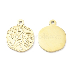 Ion Plating(IP) 316L Surgical Stainless Steel Pendants, Laser Cut, Flat Round Charm, Real 18K Gold Plated, 19x15x1.3mm, Hole: 1.6mm(STAS-Q247-12G)