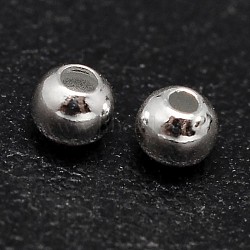 Round 925 Sterling Silver Beads, Silver, 4mm, Hole: 1.3mm(X-STER-F012-01E)