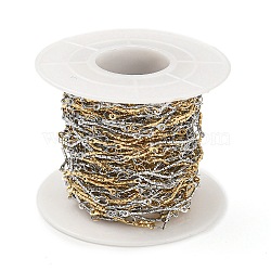 Ion Plating(IP) 304 Stainless Steel Curved Bar Link Chains, Soldered, with Spool, Golden & Stainless Steel Color, 20x2x2.5mm, 3.5x0.3mm, about 32.81 Feet(10m)/Roll(CHS-M005-02GP)