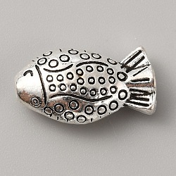 Tibetan Style Alloy Beads, Antique Silver, Fish, 10x18x6mm, Hole: 1.5mm, 30pcs/bag(FIND-TAC0020-12B)