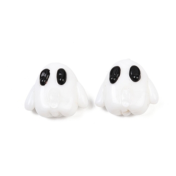 Halloween Handmade Lampwork Beads, Ghost, 17.5x20x9.5mm, Hole: 1.5mm