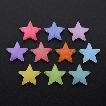 Imitation Jelly Acrylic Beads, Star, Mixed Color, 20.5x22x5mm, Hole: 1.8mm, about 500pcs/500g