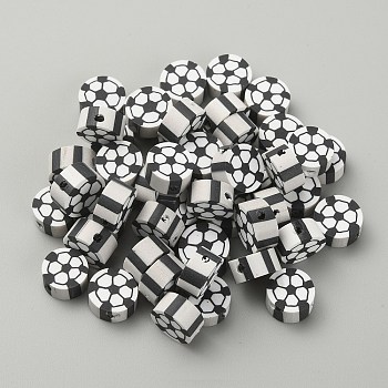 Handmade Polymer Clay Beads, Sports Goods, Football Pattern, 9.5x4mm, Hole: 1.8mm, 100pcs/bag