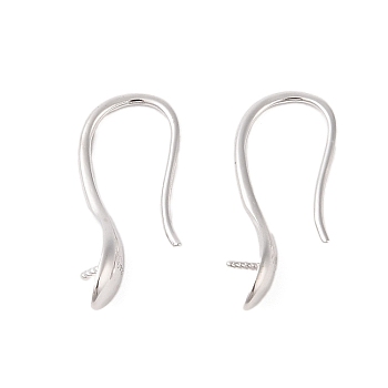 925 Sterling Silver Hoop Earrings Findings, Real Platinum Plated, 23mm, Pin: 0.8mm