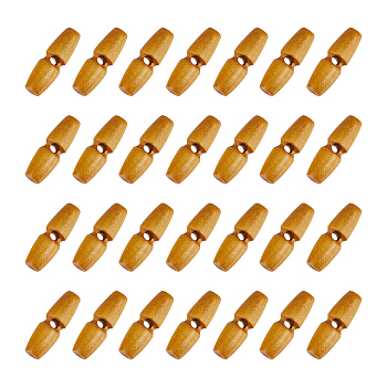 50Pcs 1-Hole Wood Buttons, Horn Toggle Buttons, Goldenrod, 30x10mm, Hole: 3.5mm