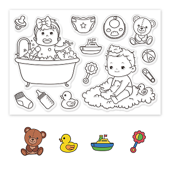 PVC Plastic Stamps, for DIY Scrapbooking, Photo Album Decorative, Cards Making, Stamp Sheets, Baby Pattern, 16x11x0.3cm