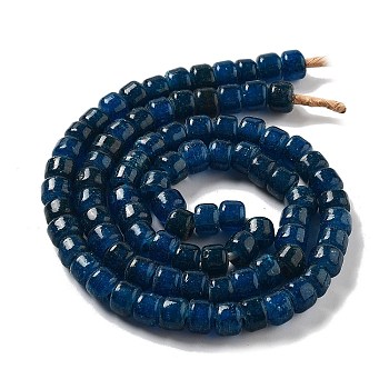 Handmade Nepalese Lampwork Beads, Barrel, Prussian Blue, 10.5~11x8~8.5mm, Hole: 3.5mm, about 80pcs/strand, 25.39''(64.5cm)