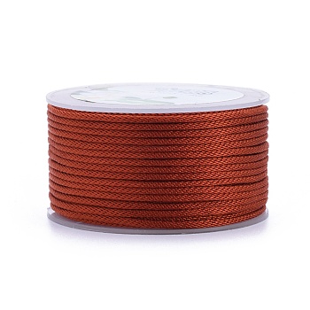 Polyester Braided Cords, for Jewelry Making Beading Crafting, FireBrick, 2mm, about 21.87 yards(20m)/roll
