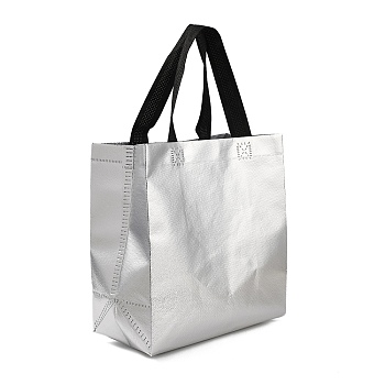 Non-Woven Waterproof Tote Bags, Heavy Duty Storage Reusable Shopping Bags, Rectangle, Light Grey, 28x21.7x0.2cm, Unfolded: 230x217x110mm