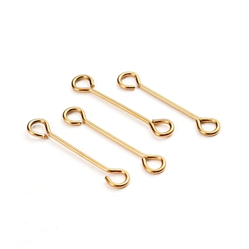 Ion Plating(IP) 304 Stainless Steel Eye Pins, Double Sided Eye Pins, Golden, 16x0.6mm, Hole: 1mm