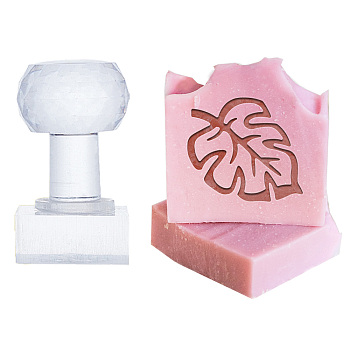Clear Acrylic Soap Stamps with Big Handles, DIY Soap Molds Supplies, Leaf, 60x38x35mm, Pattern: 32x35mm