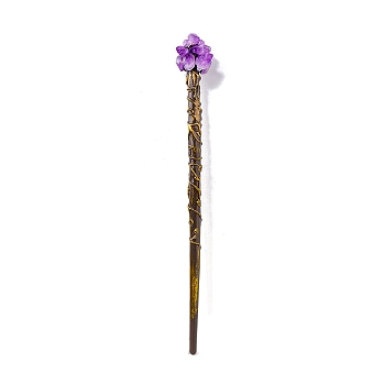 Natural Amethyst Magic Wand, Cosplay Magic Wand, with Plastic Wand, for Witches and Wizards, 330~340mm