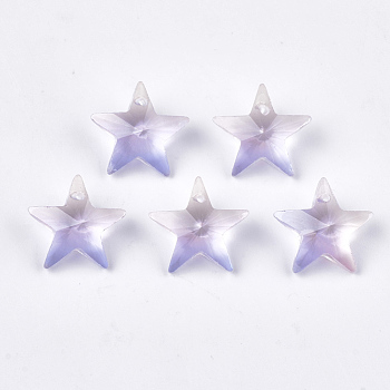 Rainbow K9 Glass Pendants, Faceted, Star, Lilac, 15.5x16.5x7.5mm, Hole: 1mm