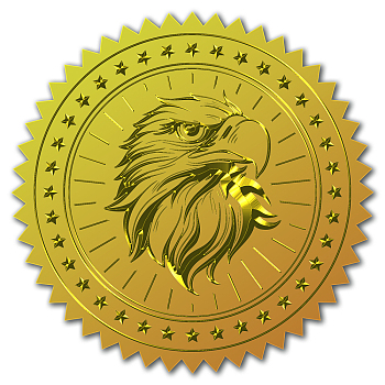 Self Adhesive Gold Foil Embossed Stickers, Medal Decoration Sticker, Eagle Pattern, 5x5cm