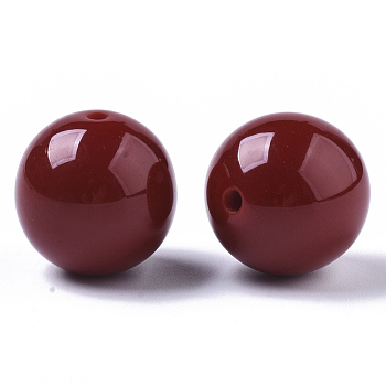 Resin Beads, Imitation Gemstone, Round, Brown, 20mm, Hole: 2mm