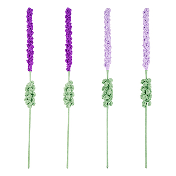 4Pcs 2 Colors Crochet Polyester Lavender Flower Ornaments, Artificial Flower, for Wedding Home Decorations, Mixed Color, 402x26mm, 2pcs/color