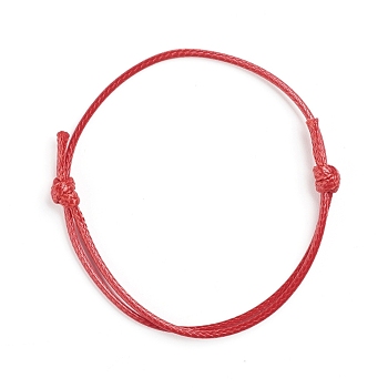 Korean Waxed Polyester Cord Bracelet Making, Red, Adjustable Diameter: 40~70mm